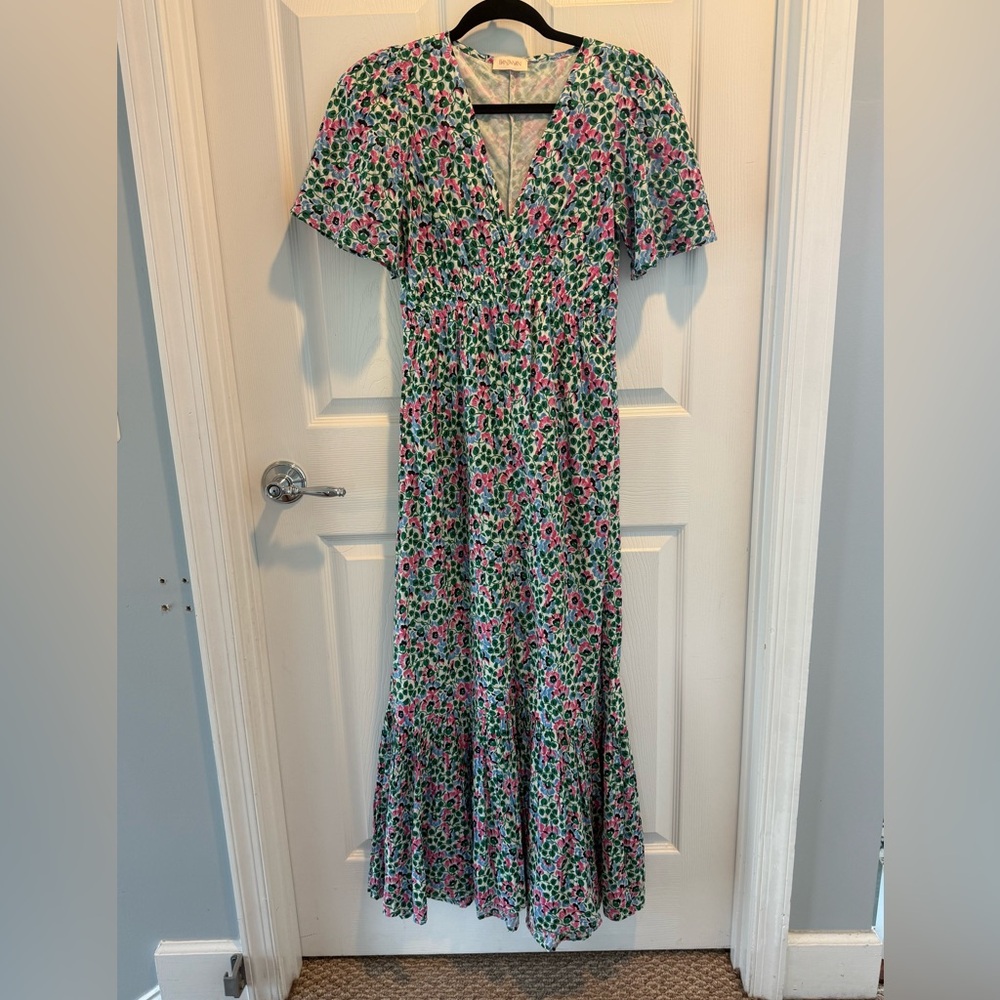 Banjanan Olena V Neck Flutter Sleeve Maxi Dress size small